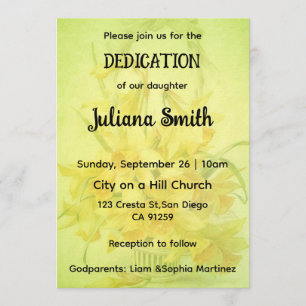 Bright Sunflower Lime Green Dedication Invitation