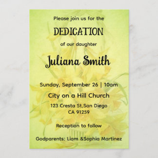 Bright Sunflower  Lime Green Dedication Invitation