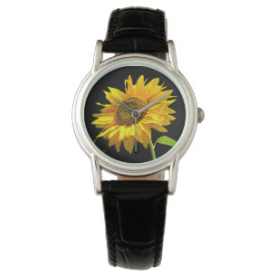 Bright Sunflower on Black Background Watch