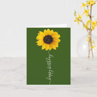 Bright Sunflower on Green Birthday Greeting Card