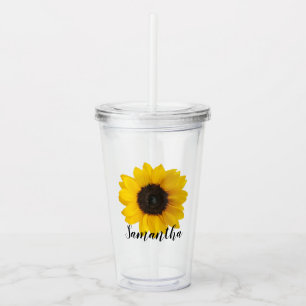 Bright Sunflower   Personalised Acrylic Tumbler