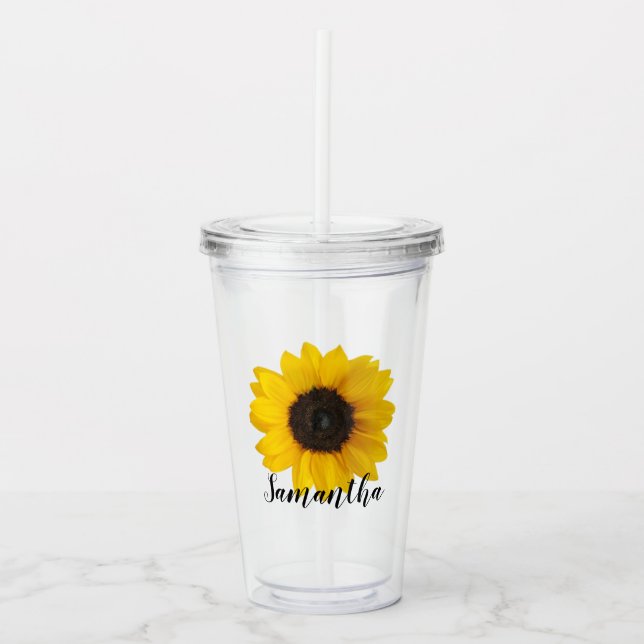 Bright Sunflower | Personalised Acrylic Tumbler (Front)