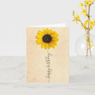 Bright Sunflower   Rustic Birthday Greeting Card