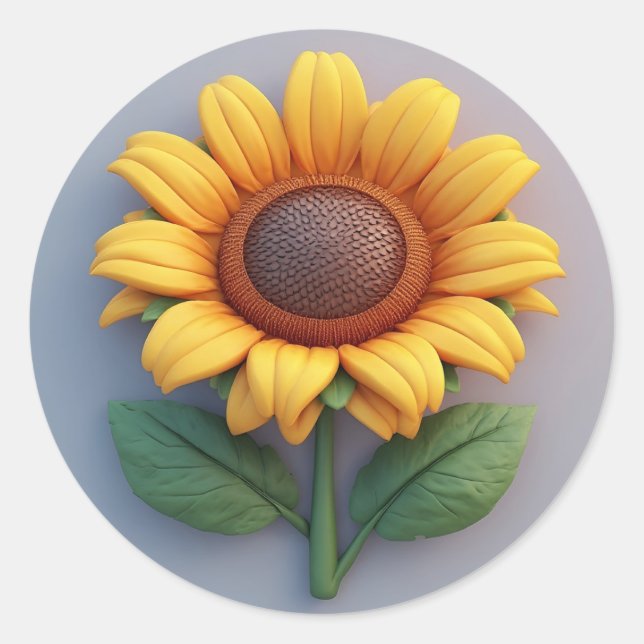 Bright Sunflower Sculpture Classic Round Sticker (Front)