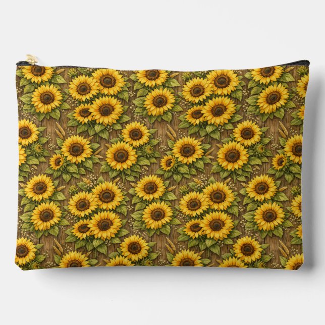 Bright Sunflower Seamless Repeat Pattern Accessory Pouch (Front)