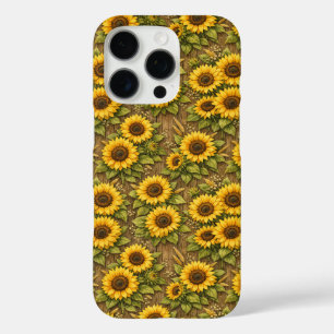 Bright Sunflower Seamless Repeat Pattern iPhone 16 Pro Case