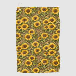 Bright Sunflower Seamless Repeat Pattern Golf Towel
