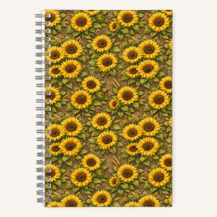 Bright Sunflower Seamless Repeat Pattern Notebook