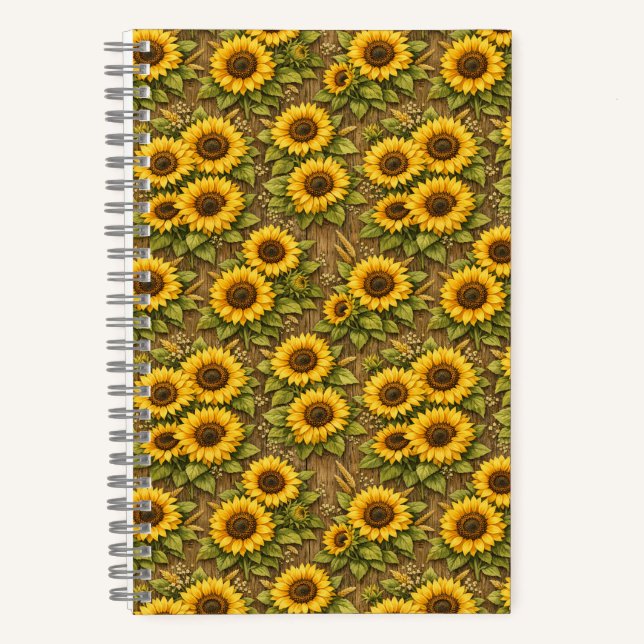 Bright Sunflower Seamless Repeat Pattern Notebook (Front)
