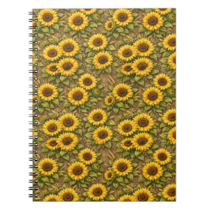 Bright Sunflower Seamless Repeat Pattern Notebook
