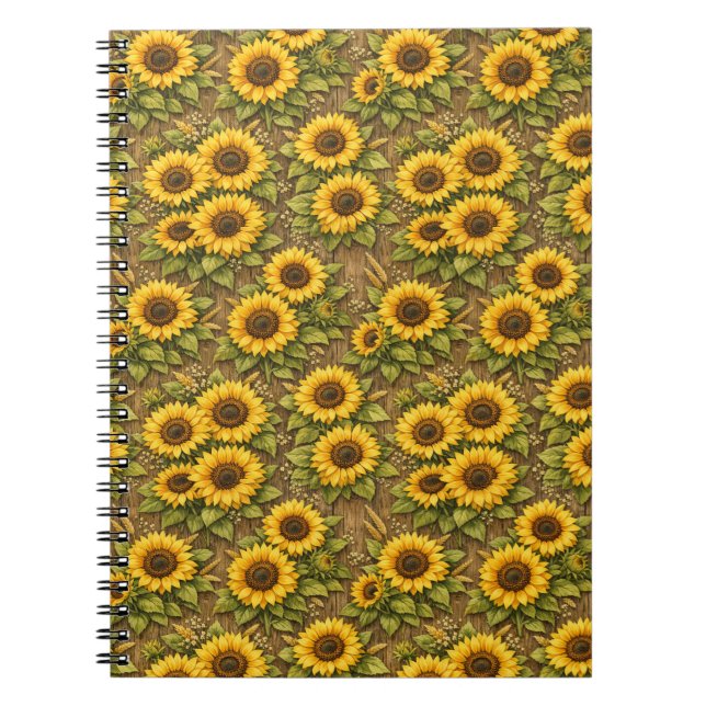 Bright Sunflower Seamless Repeat Pattern Notebook (Front)