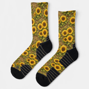 Bright Sunflower Seamless Repeat Pattern Socks