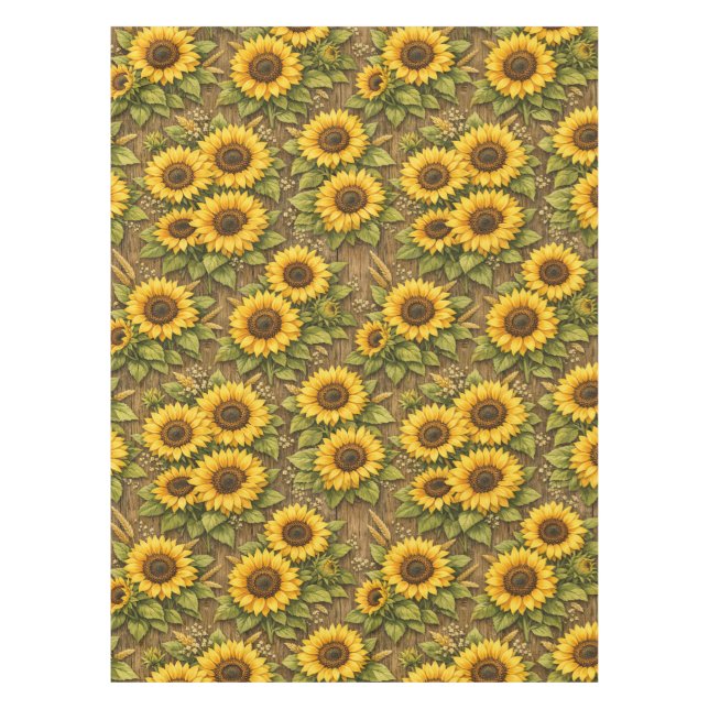 Bright Sunflower Seamless Repeat Pattern Tablecloth (Front)