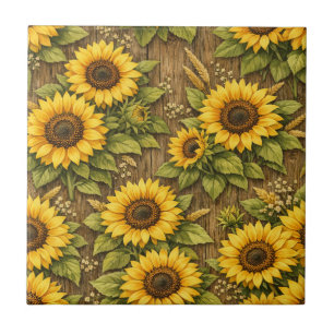 Bright Sunflower Seamless Repeat Pattern Tile