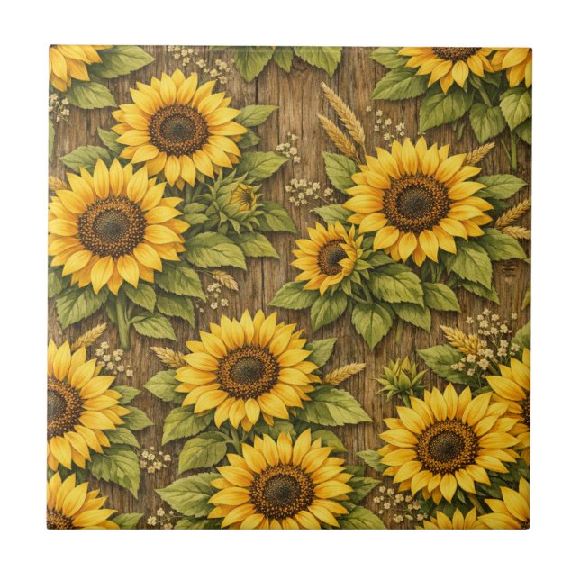 Bright Sunflower Seamless Repeat Pattern Tile (Front)