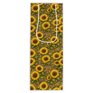 Bright Sunflower Seamless Repeat Pattern Wine Gift Bag