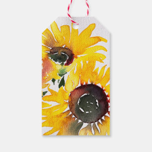 Bright Sunflower Watercolor Fabulous 50 Gift Tags