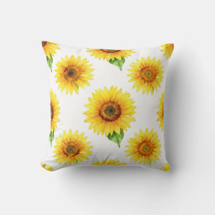 Bright Sunflower Watercolor Seamless Pattern Cushion