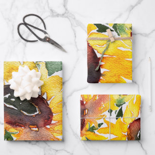 bright sunflower watercolour fabulous 50  wrapping paper sheet