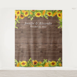 Bright Sunflower Wedding Photo Booth Backdrop Tapestry