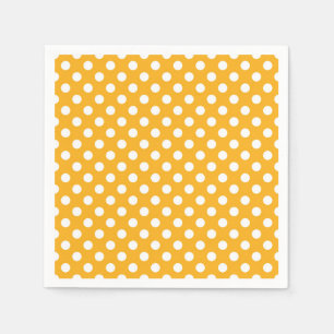 Bright Sunflower Yellow & White Polka Dots Napkin