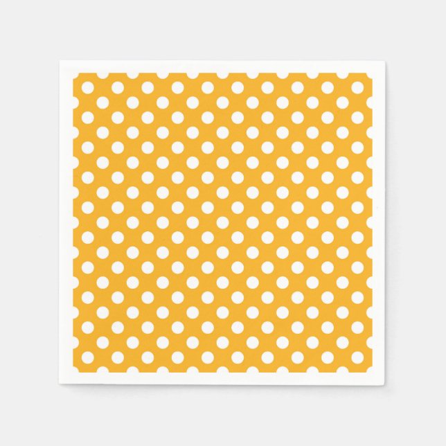 Bright Sunflower Yellow & White Polka Dots Napkin (Front)