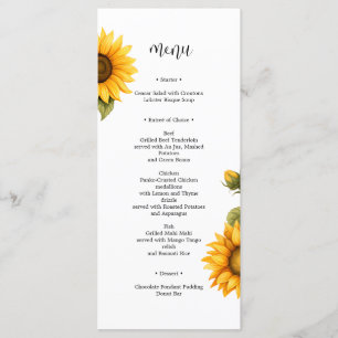 Bright sunflowers Bridal Shower minimalist Menu