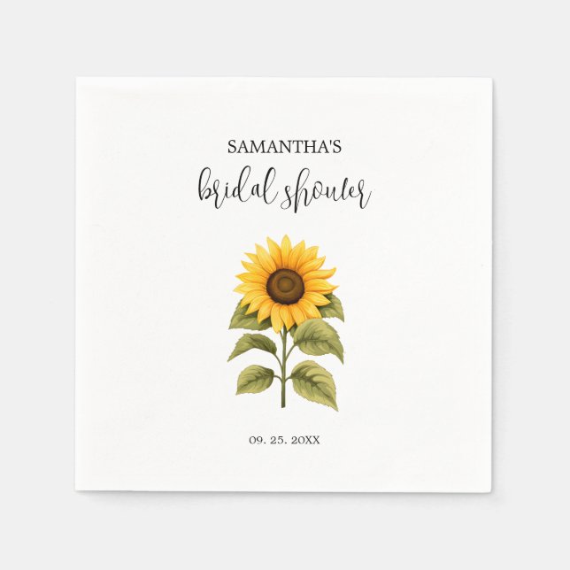 Bright sunflowers Bridal Shower minimalist Napkin (Front)