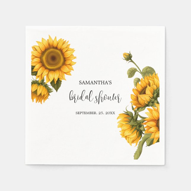 Bright sunflowers Bridal Shower Napkin (Front)