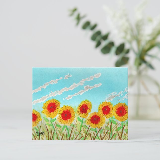 Bright Sunflowers Postcard (Standing Front)