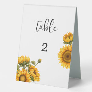 Bright sunflowers wedding table number