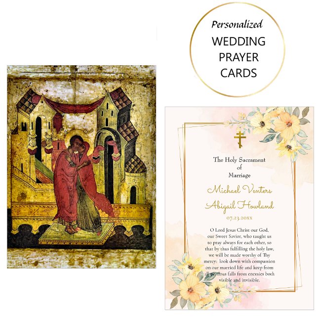 Bright Sunny Flowers Orthodox Wedding Prayer Card (Creator Uploaded)