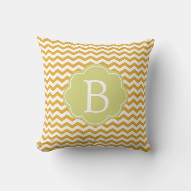bright sunny yellow chevron zigzag stripes. cushion (Front)