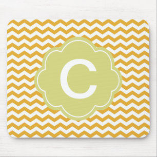 bright sunny yellow chevron zigzag stripes. mouse mat
