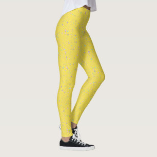 Bright Sunny Yellow Pastel Speckled Dots Leggings