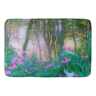 Bright Sunrise with Pink Coneflowers in My Garden Bath Mat
