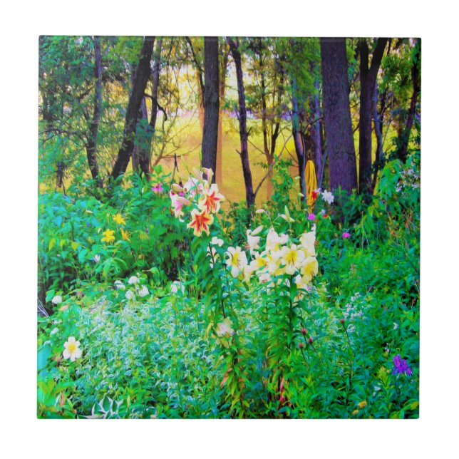 Bright Sunrise with Tree Lilies in My Rubio Garden Tile (Front)