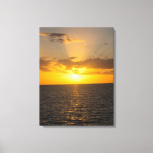 Bright Sunset on the Ocean Canvas Print