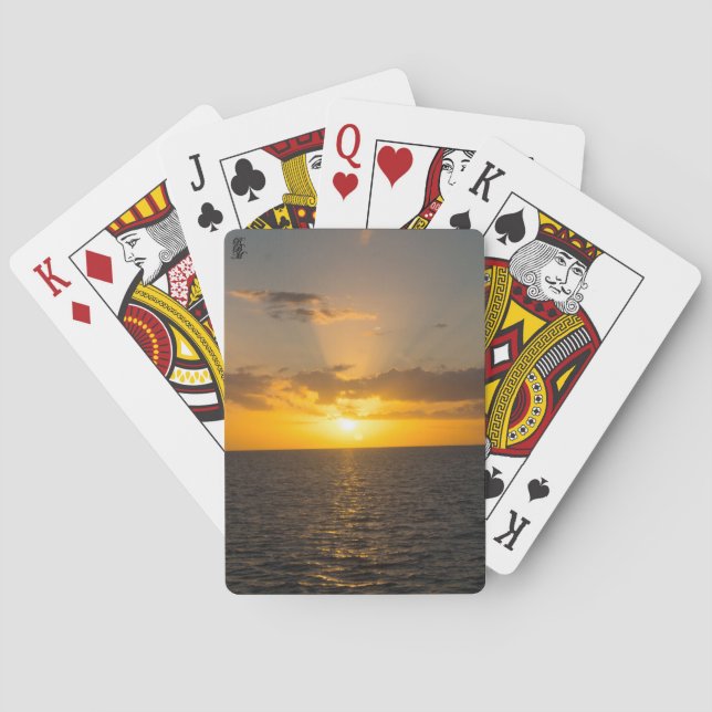 Bright Sunset on the Ocean Playing Cards (Back)