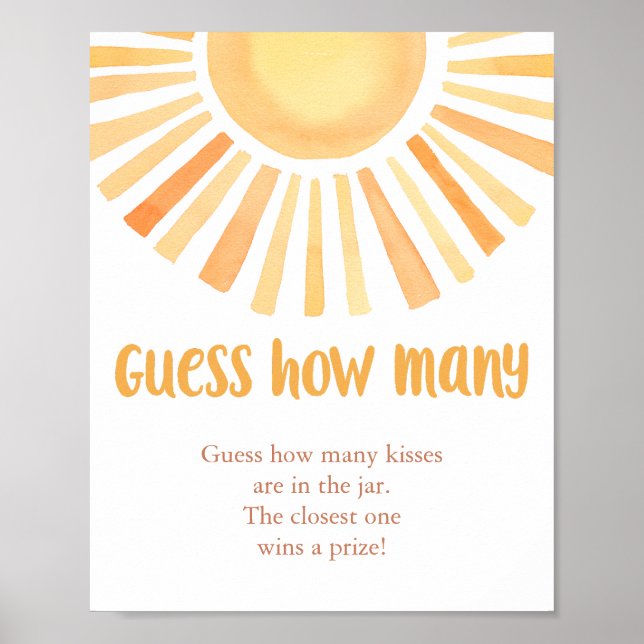 Bright sunshine Guess how many baby shower game Poster (Front)