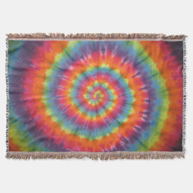 Bright Swirl Tie Dye Throw Blanket (Front)