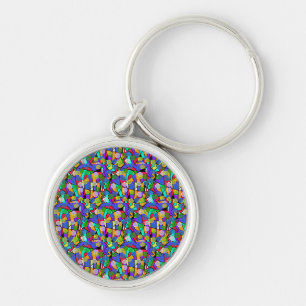 Bright Swirling Abstract Patterns with circles Key Ring