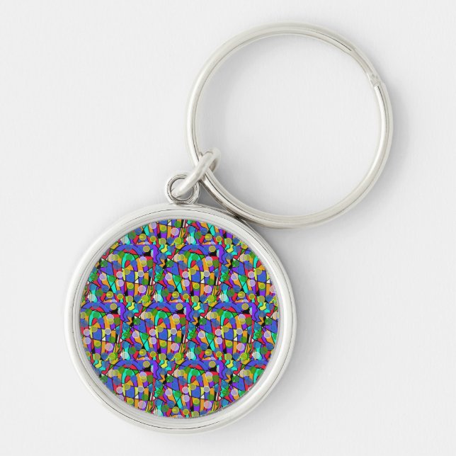Bright Swirling Abstract  Patterns with circles Key Ring (Front)