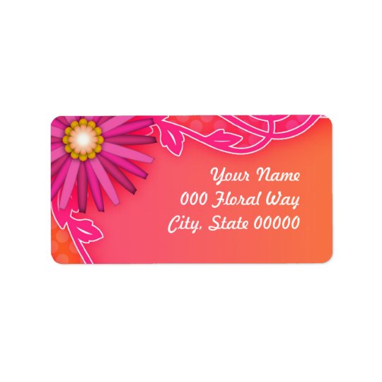 Bright Tangerine Orange and Pink Wedding Address Label