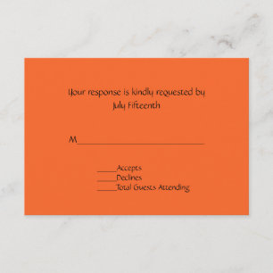 Bright Tangerine Orange Wedding RSVP Card