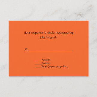Bright Tangerine Orange Wedding RSVP Card