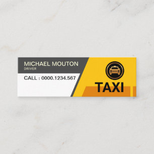 Bright Taxi Trapezium Shapes Yellow Transport Mini Business Card