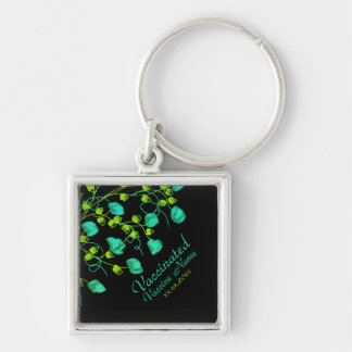 Bright teal and lime green floral key ring