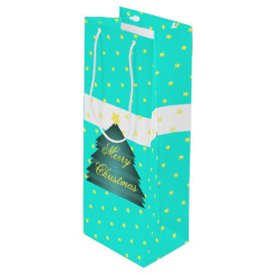 Bright Teal Merry Christmas Paper Gift Bag