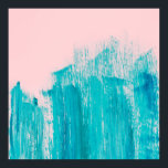 Bright Teal Painted Brushstrokes on Pastel Pink Poster<br><div class="desc">This girly and chic bright teal painted brushstrokes on pastel pink background is perfect for the trendy and stylish woman. Its bold and artistic print is great for many gifts and occasions. Enjoy this modern and simple design for your next purchase!</div>